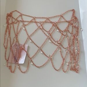 Savage X Fenty Rose Gold Chain Bralette and skirt